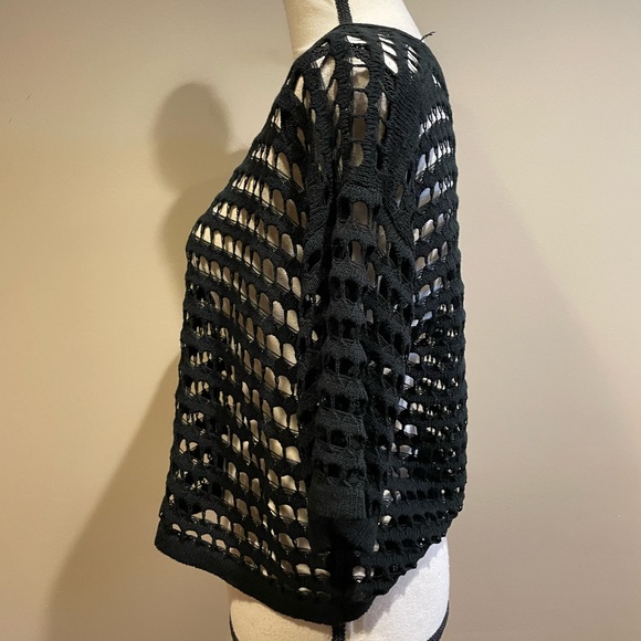 Patrizia Luca Open Knit Sweater Top Black - Picture 4 of 8